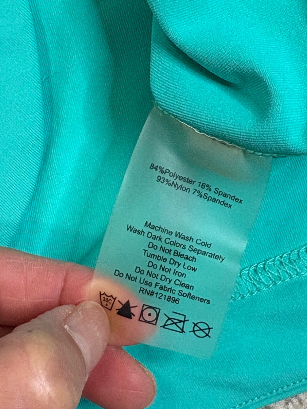 Title nine Tropical Print Trim Long Sleeve Top Womens Size M Teal Zipper Pocket - Picture 8 of 9